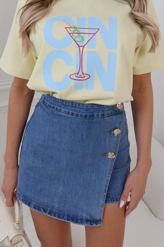 RUBY LIGHT BLUE DENIM SKORT