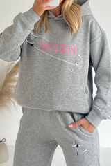 Optimist Melange Grey Printed Hoodie Joggers Premium Loungewear Loungewear
