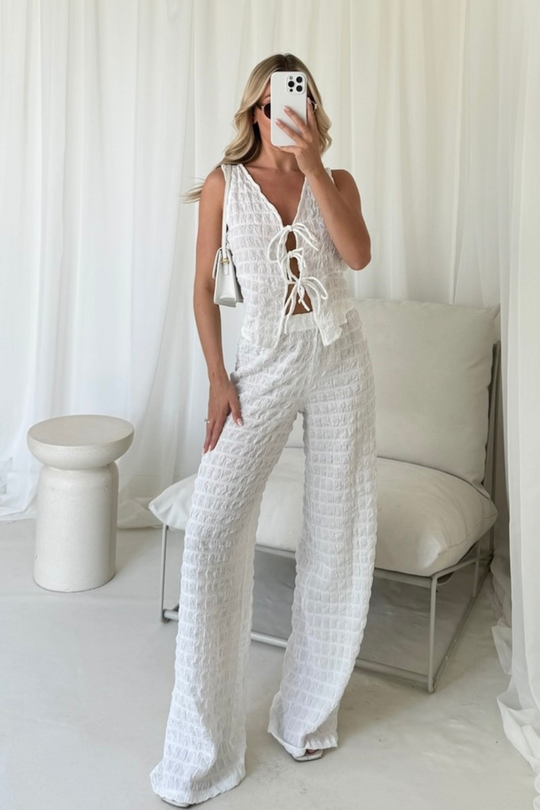 Bella white waffle co-ord set