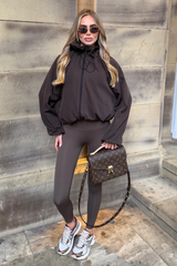 PENNY CHOCOLATE ZIP UP HOODED WINDBREAKER JACKET