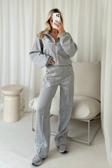 G monogram marl grey embroidered piping zip sweater & trousers
