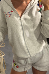 TRIPLE HEART ESSENTIAL GREY SWEAT SHORTS X SCOUSE PRINTS