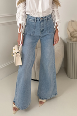 Amie blue denim flared leg jeans - Chloe Lauren Collection