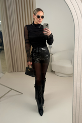 SYLVIE BLACK PU HIGH WAIST SHORTS