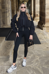 DANNI BLACK CROPPED HOODED PUFFER JACKET