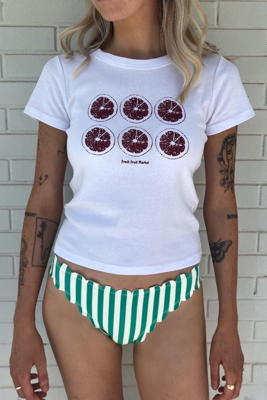 Fruit slices white printed baby tee
