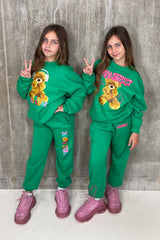 Mini Self Love Teddy Green Sweater Loungewear Set Loungewear