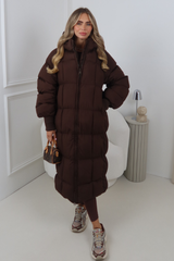 LYDIA CHOCOLATE LONG PUFFER JACKET