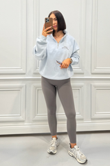 MONACO FRENCH RIVIERA BABY BLUE PRINTED 3/4 ZIP