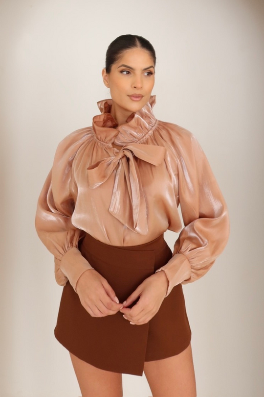 Hayley chocolate brown tailored skort