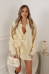 BILLY YELLOW STRIPED FRONT RUCHED SHIRT
