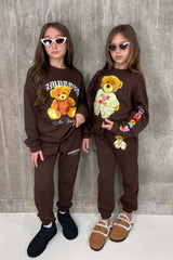 Mini Hamptons Teddy Chocolate Sweater Loungewear Set Loungewear