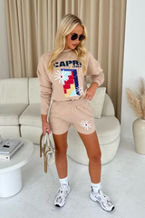 Capri Italy Stone Premium Sweater Short Loungewear Set