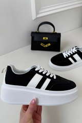 PIPER BLACK STRIPE PLATFORM TRAINERS