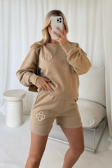 G monogram stone embroidered sweater shorts loungewear