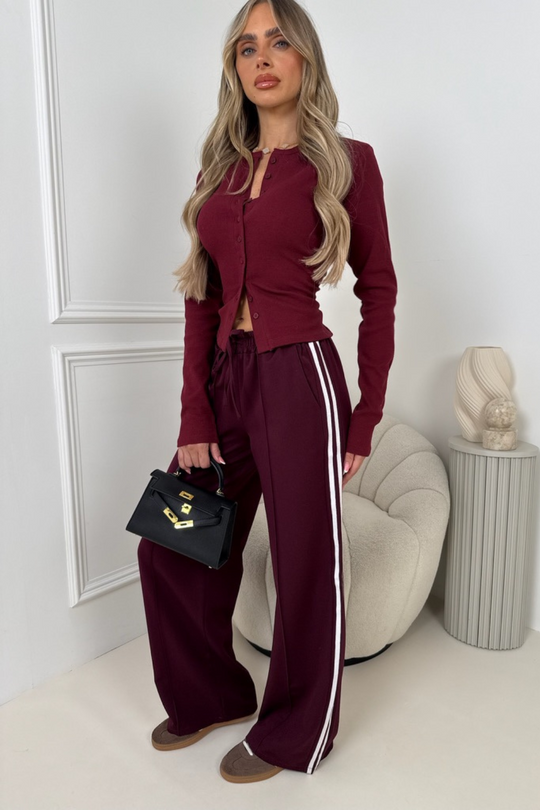 Sasha burgundy stripe joggers