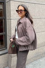 Sally Chocolate faux suede jacket