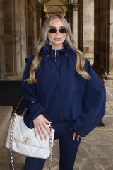 PENNY NAVY ZIP UP HOODED WINDBREAKER JACKET