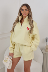 LUCKY BUTTER YELLOW EMBROIDERED 3/4 ZIP