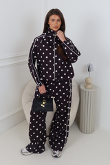 KAIA BLACK POLKA DOT TRACKSUIT TWO PIECE SET
