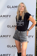 Union Jack black shoulder pad printed t-shirt