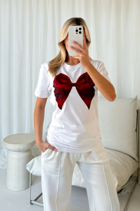 Bow white printed t-shirt