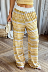 Sasha lemon shimmer cropped tee & trouser loungewear