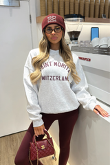 Gege burgundy embroidered knit beanie hat