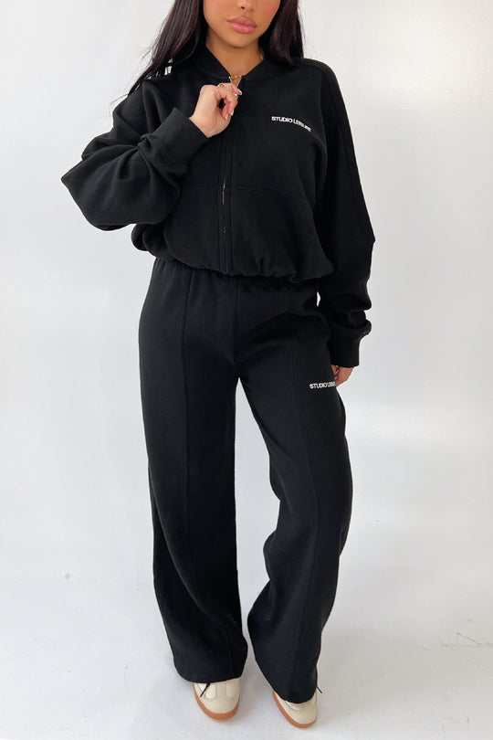 Studio Leisure essential black embroidered straight leg jogger
