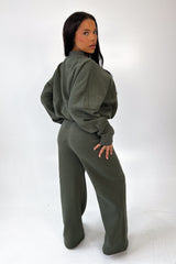 Studio Leisure essential khaki embroidered straight leg jogger