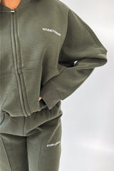 Studio leisure essential khaki embroidered bomber jacket