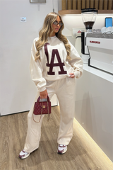 LA ESSENTIAL IVORY PRINTED SWEATER