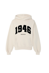 1946 ESSENTIAL IVORY PRINTED HOODIE