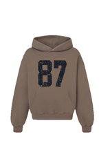 87 ESSENTIAL MOCHA PRINTED HOODIE