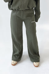 Studio Leisure essential khaki embroidered straight leg jogger