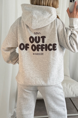 Out of office marl grey printed hoodie & jogger set