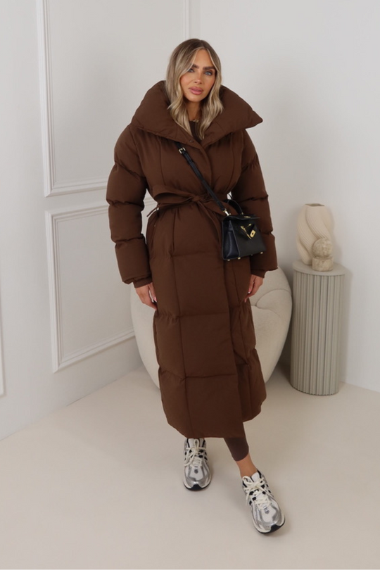 Blossom brown oversized long padded duvet coat