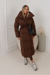 Blossom brown oversized long padded duvet coat