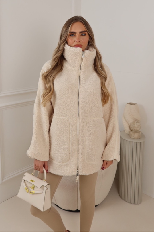 EVELYN CREAM ZIP UP FLEECE
