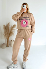 creative department stone printed sweater joggers premium loungewear