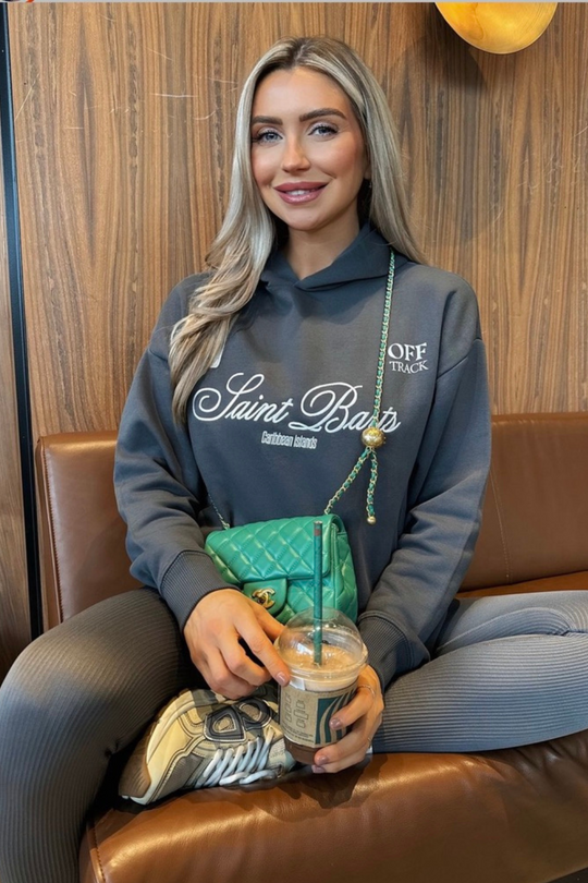 Saint Barts embroidered steel grey hoodie and legging set