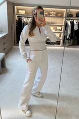 Dolly marl grey cinched waist sweatshirt & straight leg jogger loungewear