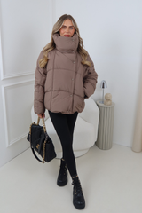 HANNAH TAUPE HIGH COLLAR COAT