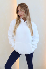 White heavyweight premium hoodie