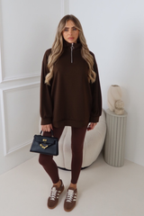 AYLA CHOCOLATE 3/4 ZIP JUMPER