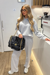 RENEE GREY POLO SHIRT LOUNGEWEAR SET