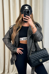Melanie distressed leather biker jacket