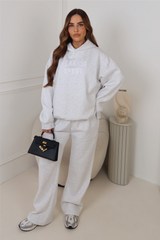 CALABASAS LIGHT MARL EMBROIDERED HOODIE & STRAIGHT LEG TROUSERS LOUNGEWEAR