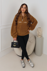 SAINT LOUIS CAMEL EMBROIDERED 3/4 ZIP FLEECE