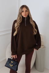 AYLA CHOCOLATE 3/4 ZIP JUMPER